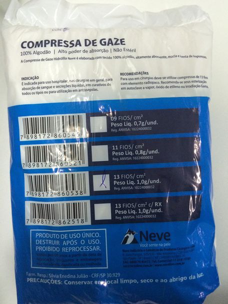 COMPRESSA DE GAZE 13 FIOS